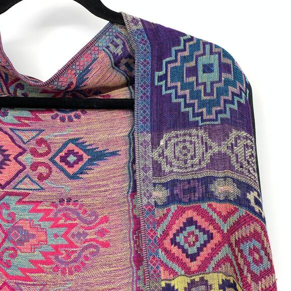 Unbranded Multicolor Tribal Print Woven Vest Womens One Size Waterfall Front - Picture 3 of 5